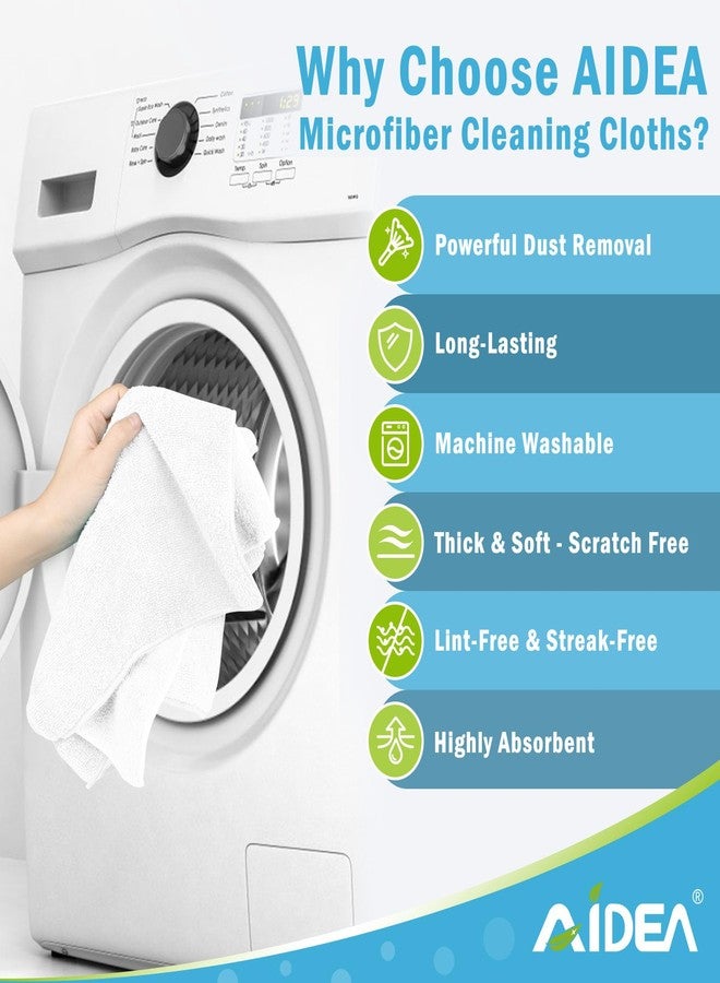 AIDEA Microfiber Cleaning Cloth-50PK, Soft Microfiber Towels for Cars, Absorbent Cleaning Rags, Lint-Free Streak-Free Wash Cloths for House, Kitchen, Window(12in.x12in), White - Image 3